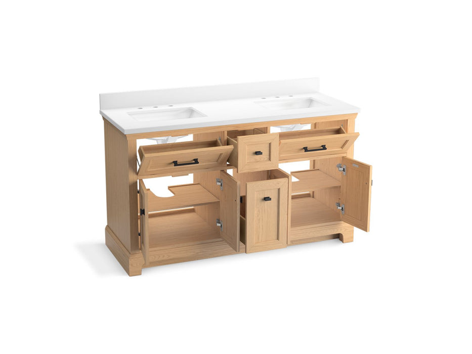 KOHLER K-29263-BD1 Charlemont 60" bathroom vanity cabinet with sinks and quartz top