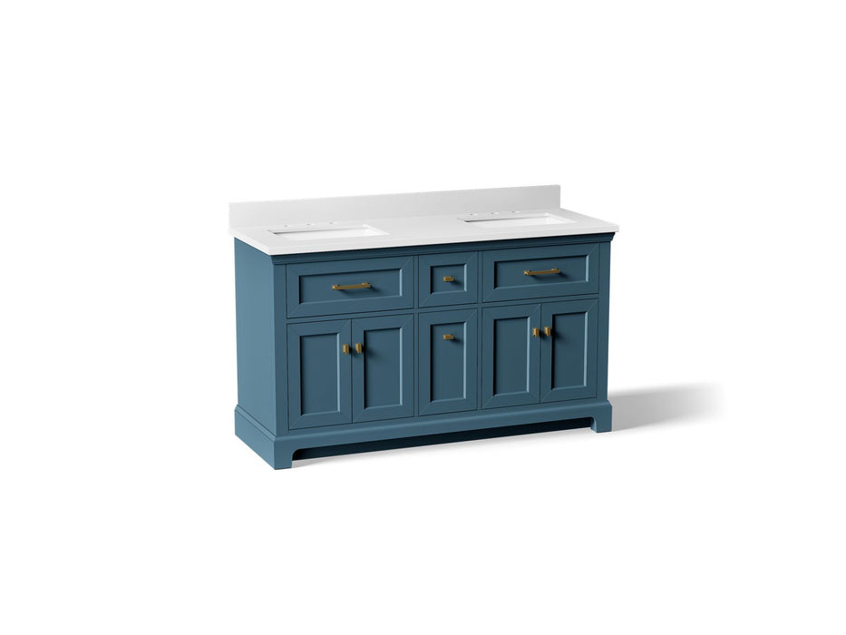 Kohler Charlemont 60" bathroom vanity cabinet with sinks and quartz top