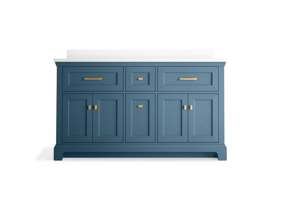 KOHLER K-29263-BD1 Charlemont 60" bathroom vanity cabinet with sinks and quartz top