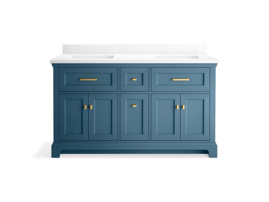 KOHLER K-29263-BD1 Charlemont 60" bathroom vanity cabinet with sinks and quartz top