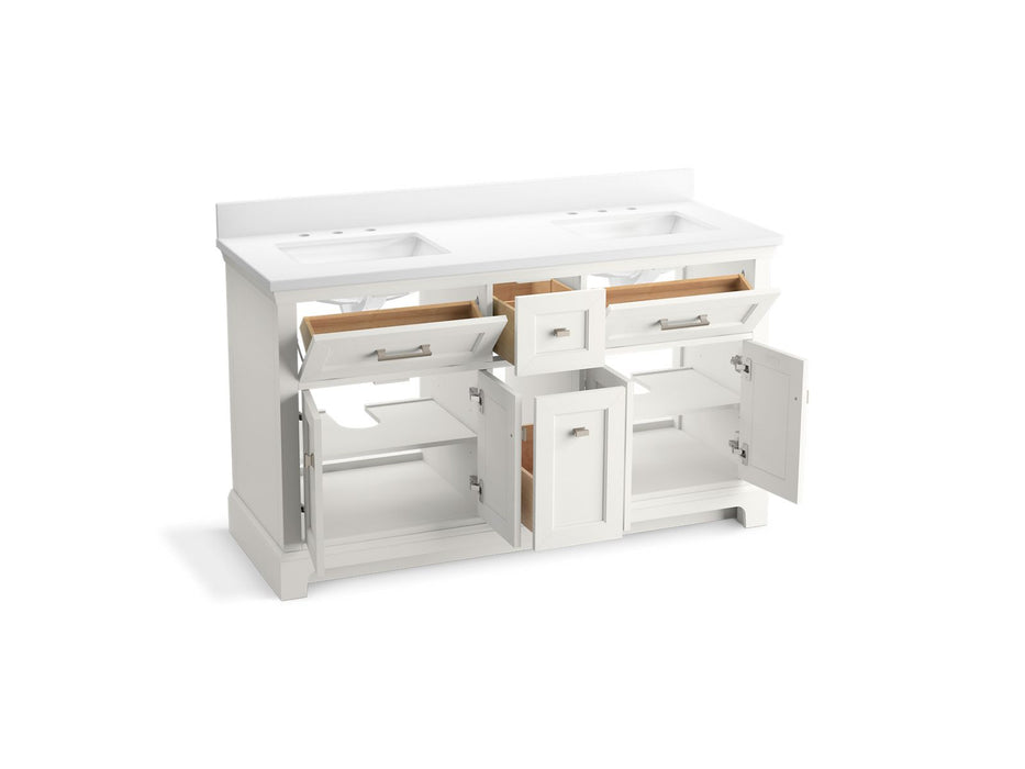 Kohler Charlemont 60" bathroom vanity cabinet with sinks and quartz top