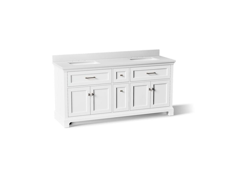 KOHLER K-29264-BD1 Charlemont 72" bathroom vanity cabinet with sinks and quartz top