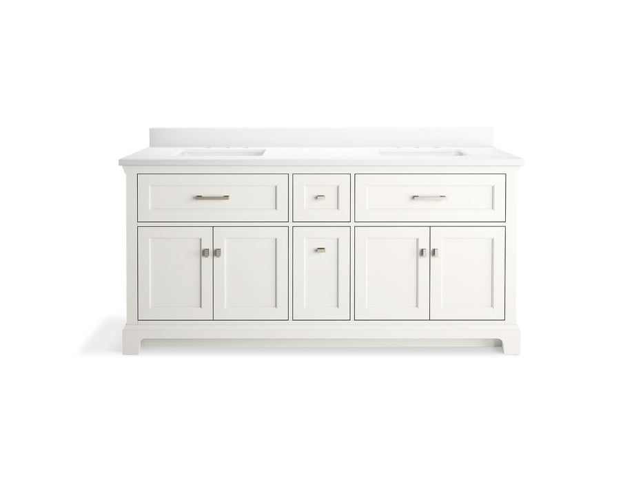 KOHLER K-29264-BD1 Charlemont 72" bathroom vanity cabinet with sinks and quartz top, white - view 4
