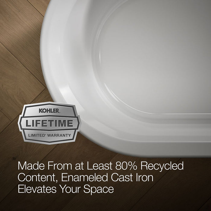 Kohler Volute 63" x 28-3/8" freestanding bath with shroud