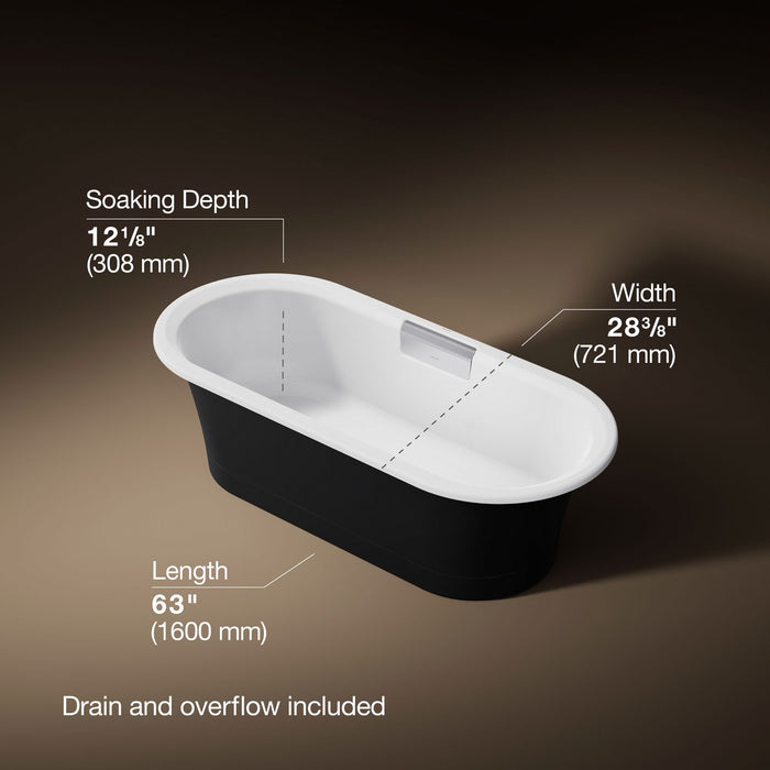 KOHLER K-29326-P5 Volute 63" x 28-3/8" freestanding bath with base