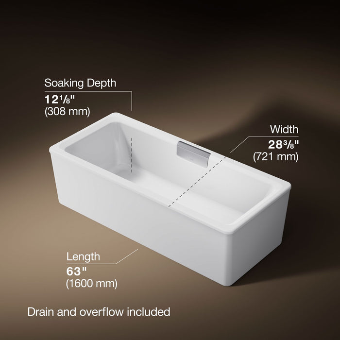 KOHLER K-29327-0 Volute 63" x 28-3/8" freestanding bath with shroud