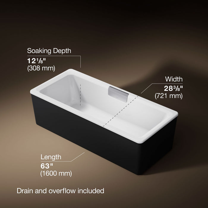 KOHLER K-29327-7 Volute 63" x 28-3/8" freestanding bath with shroud