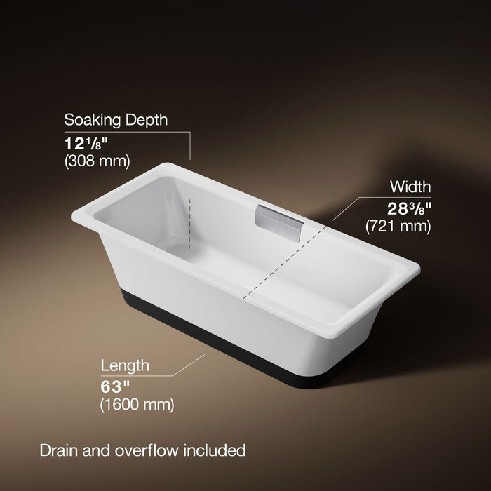 KOHLER K-29328-0B7 Volute 63" x 28-3/8" freestanding bath with base
