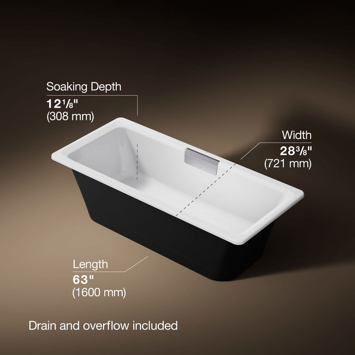 KOHLER K-29328-P5 Volute 63" x 28-3/8" freestanding bath with base