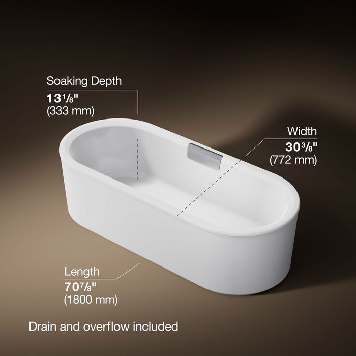 KOHLER K-29329-0 Volute 70-7/8" x 30-3/8" freestanding bath with shroud