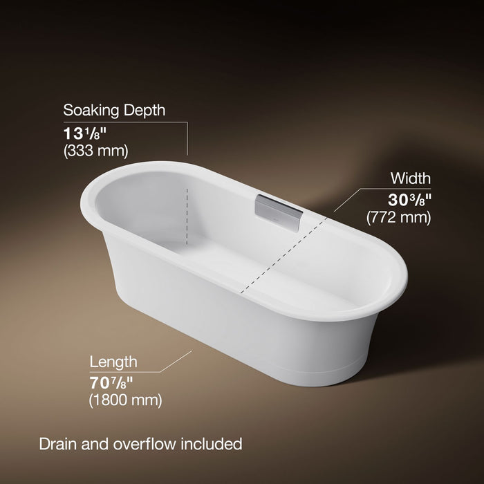KOHLER K-29330-0 Volute 70-7/8" x 30-3/8" freestanding bath with base