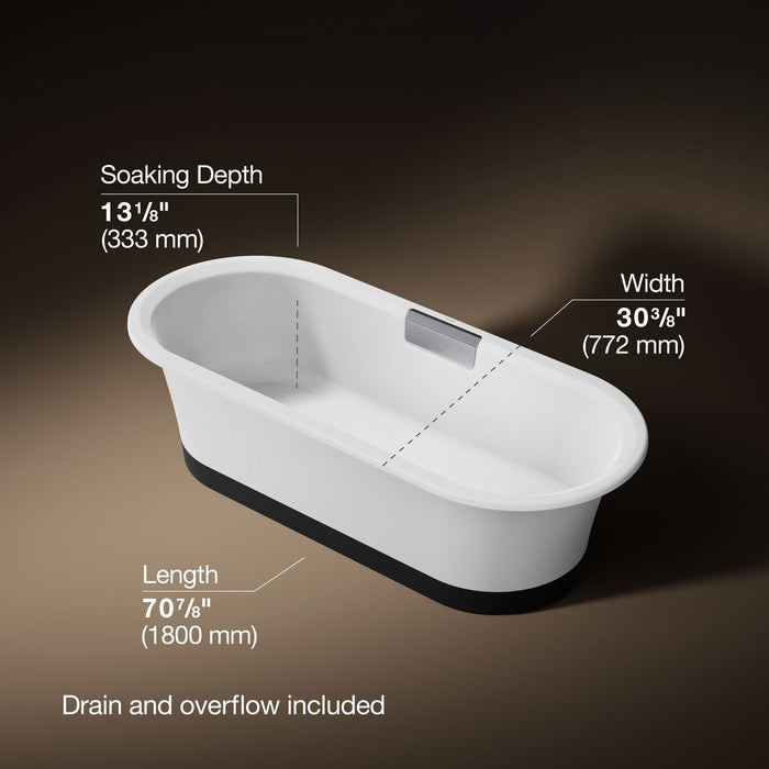 KOHLER K-29330-0B7 Volute 70-7/8" x 30-3/8" freestanding bath with base