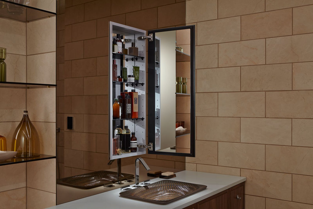 KOHLER K-2938-PG Catalan 15" W x 36-1/8" H aluminum single-door medicine cabinet with 170 degree hinge