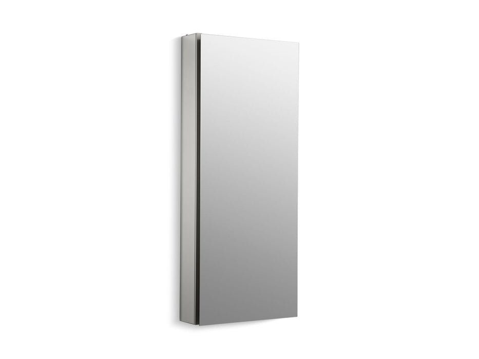 Kohler Catalan 15" W x 36-1/8" H aluminum single-door medicine cabinet with 170 degree hinge