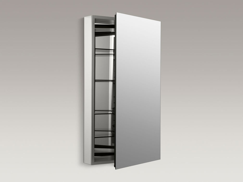 KOHLER K-2939-PG Catalan 20-1/8" W x 36-1/8" H aluminum single-door medicine cabinet with 170 degree hinge