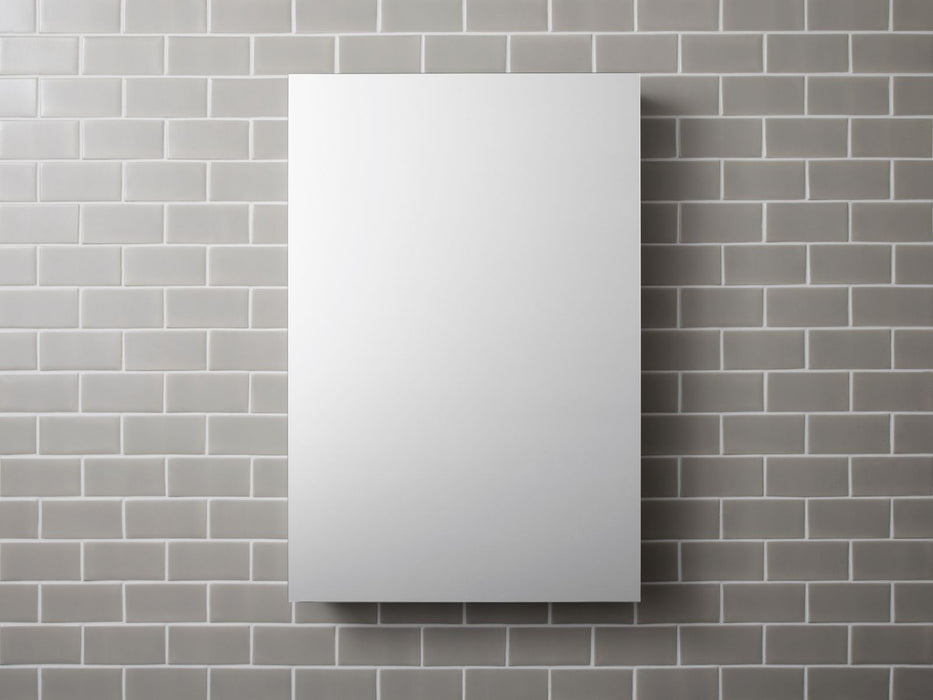 KOHLER K-2943-PG Catalan 24-1/8" W x 36-1/8" H aluminum single-door medicine cabinet with 170 degree hinge