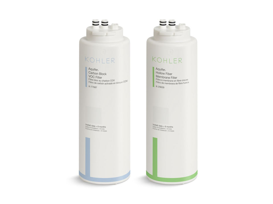 KOHLER K-29651 Aquifer Replacement filter cartridge two-pack with hollow fiber membrane and carbon block VOC