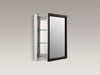 KOHLER K-2967 20" W x 26" H aluminum single-door medicine cabinet with oil-rubbed bronze framed mirror door