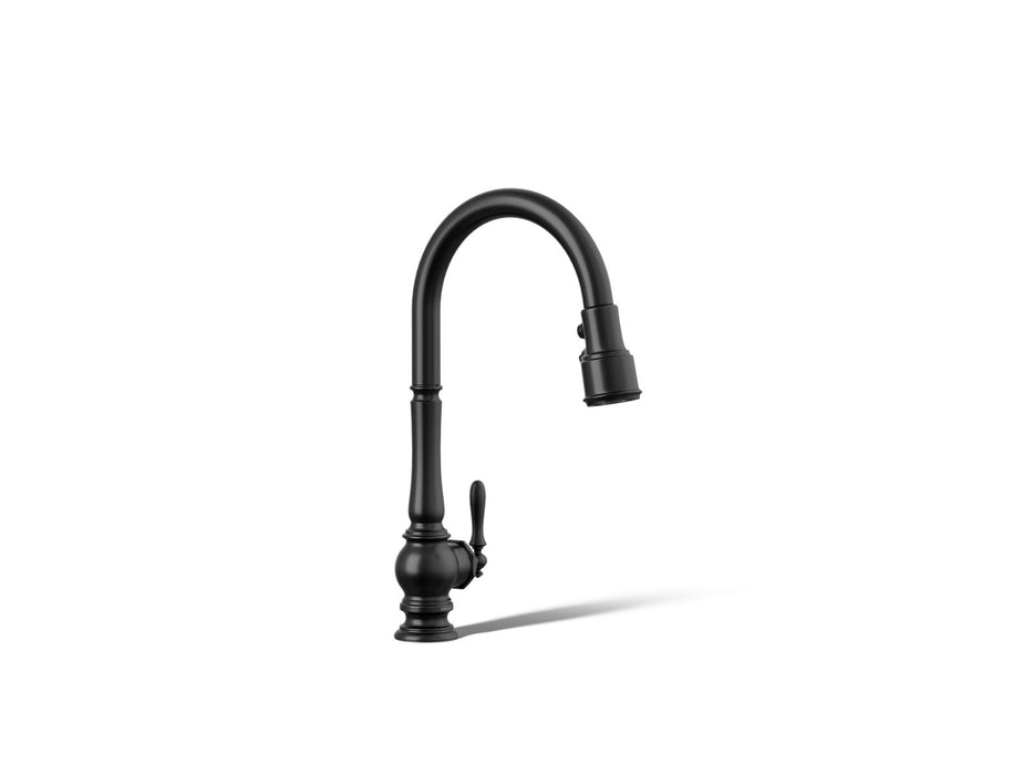 KOHLER Artifacts Touchless pull-down kitchen sink faucet with three-function sprayhead