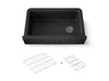 KOHLER K-29825 Cairn 34" undermount single-bowl farmhouse kitchen sink with faceted design