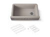 Kohler Cairn 34" undermount single-bowl farmhouse kitchen sink with faceted design