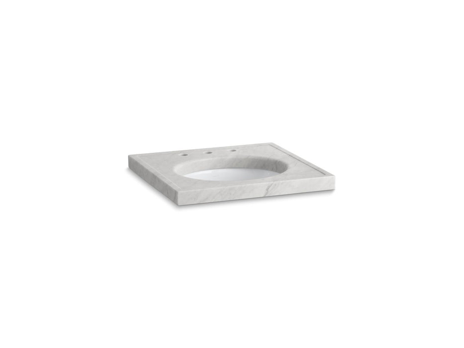 KOHLER K-3023 Kathryn 24" x 22" marble console tabletop with 8" widespread faucet holes and cut for K-2205-G/K-2210-G un