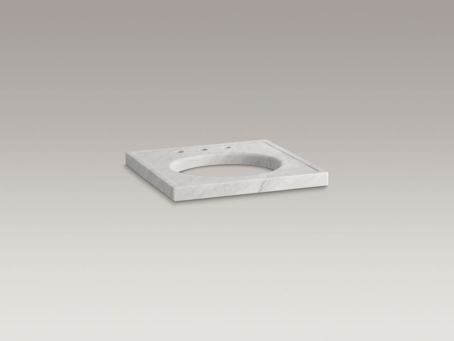 KOHLER K-3023 Kathryn 24" x 22" marble console tabletop with 8" widespread faucet holes and cut for K-2205-G/K-2210-G un