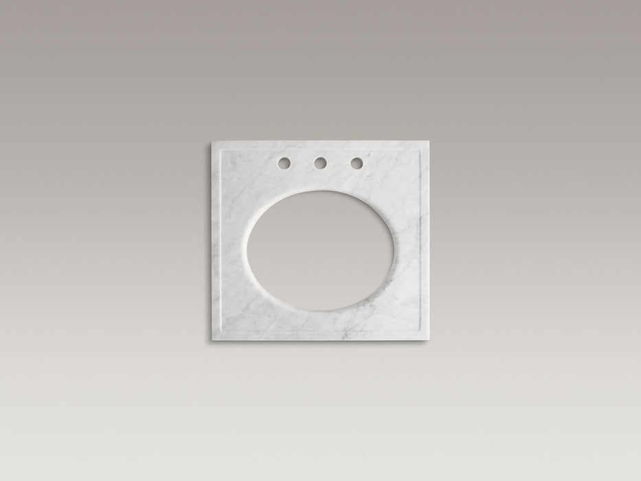 KOHLER K-3023 Kathryn 24" x 22" marble console tabletop with 8" widespread faucet holes and cut for K-2205-G/K-2210-G un