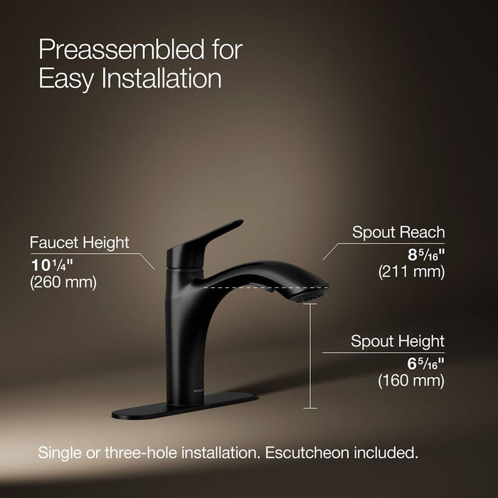 Kohler Rival Pull-out kitchen sink faucet with two-function sprayhead