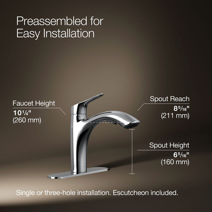 Kohler Rival Pull-out kitchen sink faucet with two-function sprayhead
