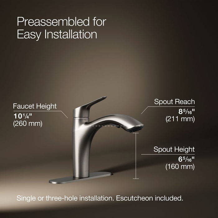 Kohler Rival Pull-out kitchen sink faucet with two-function sprayhead