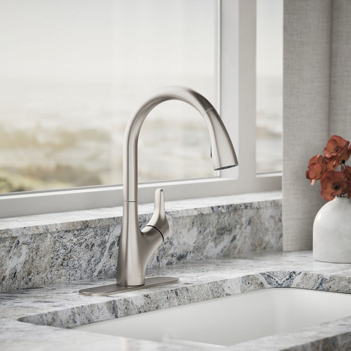 Kohler Rival Pull-down kitchen sink faucet with two-function sprayhead
