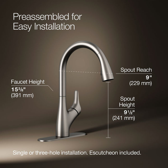 Kohler Rival Pull-down kitchen sink faucet with two-function sprayhead