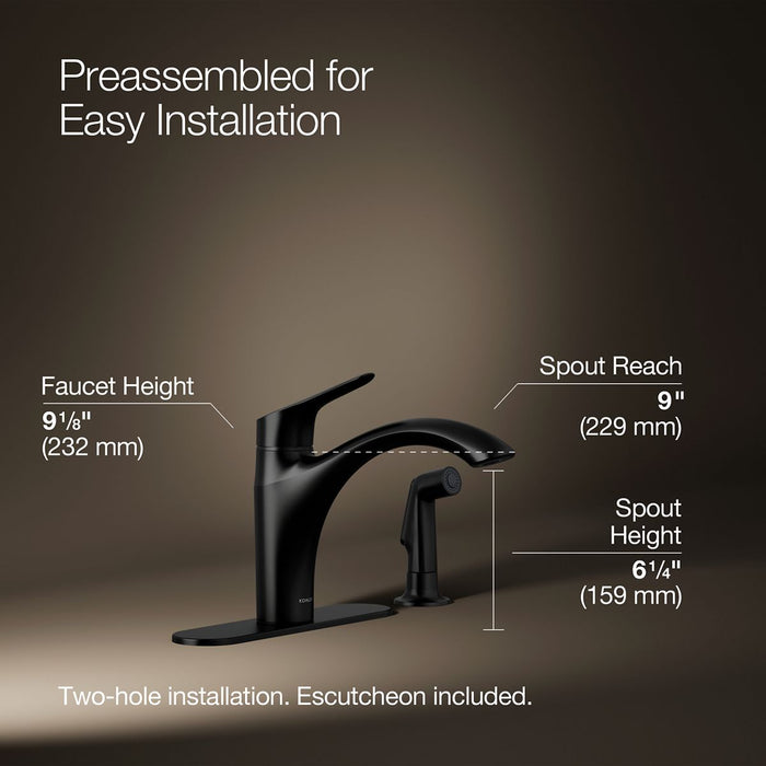 Kohler Rival Single-handle kitchen sink faucet with side sprayer
