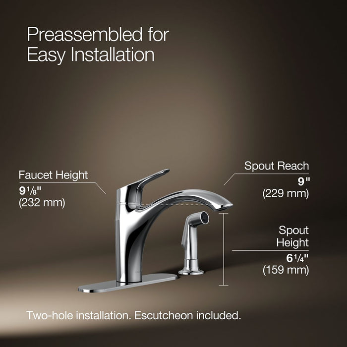 Kohler Rival Single-handle kitchen sink faucet with side sprayer