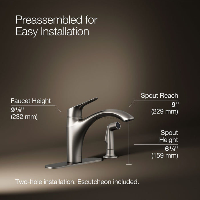 Kohler Rival Single-handle kitchen sink faucet with side sprayer