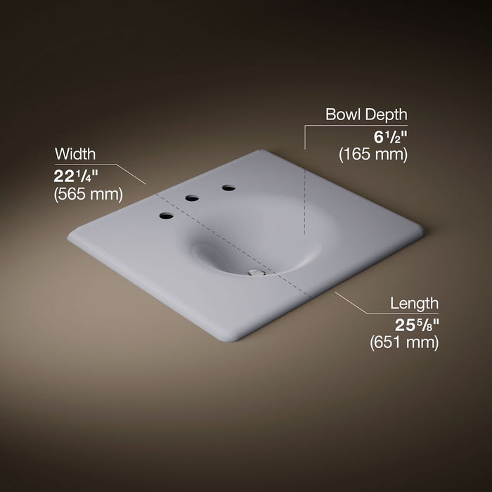 KOHLER K-3048-8 Iron/Impressions 25" Enameled cast iron vanity top with integrated round sink, lavender grey - view 4