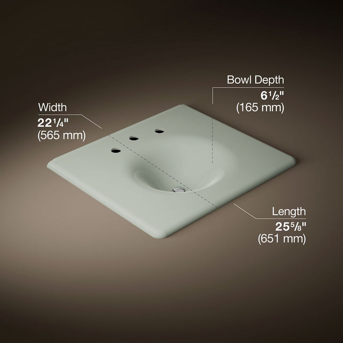 KOHLER K-3048-8 Iron/Impressions 25" Enameled cast iron vanity top with integrated round sink