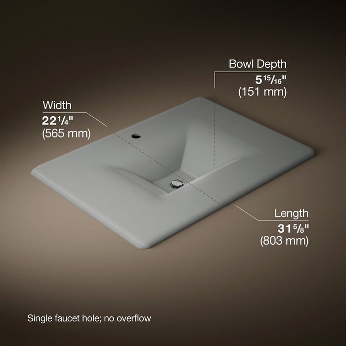 KOHLER K-3049-1 Iron/Impressions 31" Enameled cast iron vanity top with integrated rectangular sink, basalt - view 4