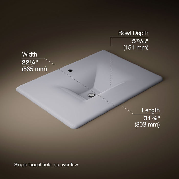 KOHLER K-3049-1 Iron/Impressions 31" Enameled cast iron vanity top with integrated rectangular sink, lavender grey - view 5