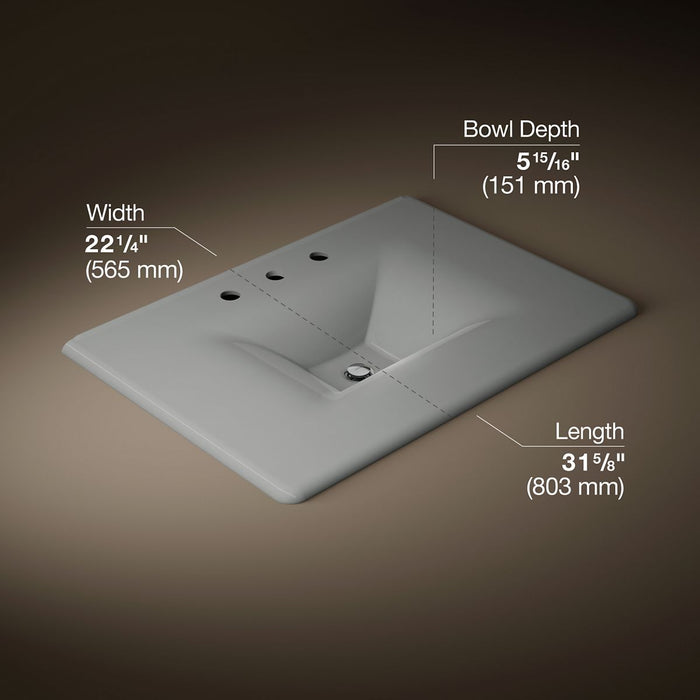 KOHLER K-3049-8 Iron/Impressions 31" Enameled cast iron vanity top with integrated rectangular sink, basalt - view 5