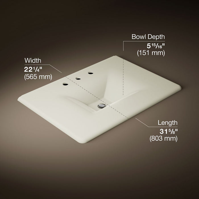 KOHLER K-3049-8 Iron/Impressions 31" Enameled cast iron vanity top with integrated rectangular sink