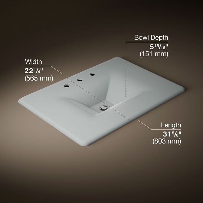 KOHLER K-3049-8 Iron/Impressions 31" Enameled cast iron vanity top with integrated rectangular sink