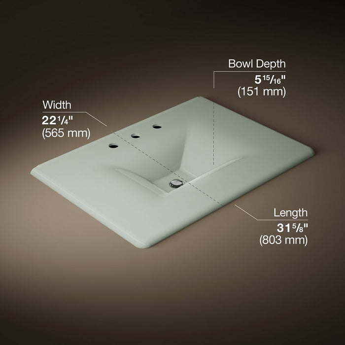 KOHLER K-3049-8 Iron/Impressions 31" Enameled cast iron vanity top with integrated rectangular sink