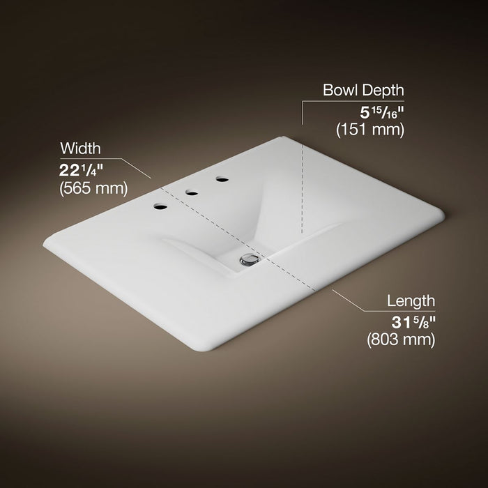 KOHLER K-3049-8 Iron/Impressions 31" Enameled cast iron vanity top with integrated rectangular sink