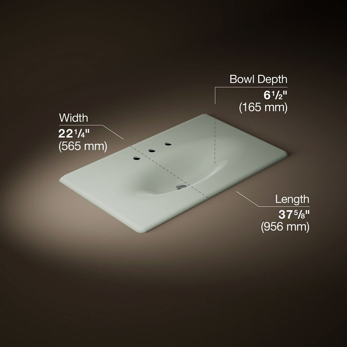 KOHLER K-3051-8 Iron/Impressions 37" Enameled cast iron vanity top with integrated oval sink