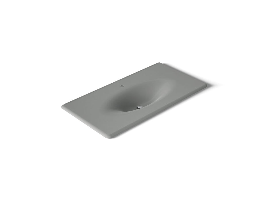 KOHLER K-3052-1 Iron/Impressions 43" Enameled cast iron vanity top with integrated oval sink, basalt
