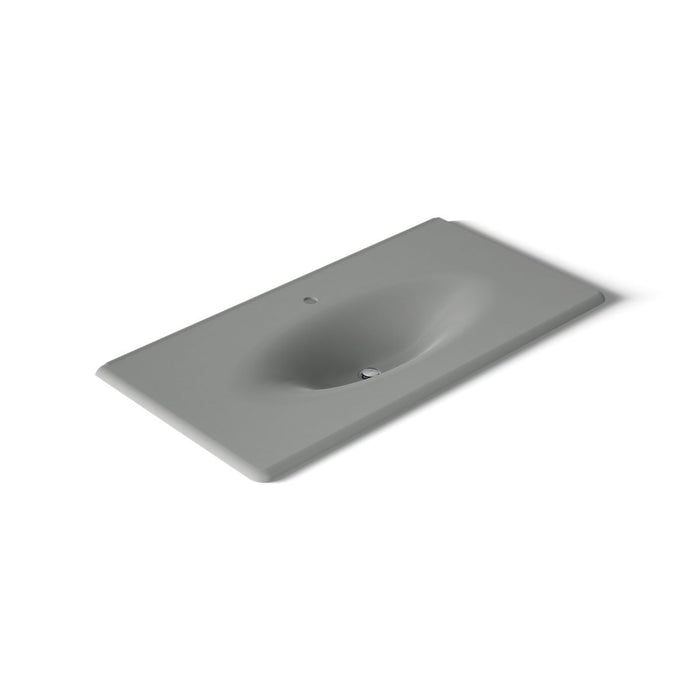 KOHLER K-3052-1 Iron/Impressions 43" Enameled cast iron vanity top with integrated oval sink, basalt - view 2
