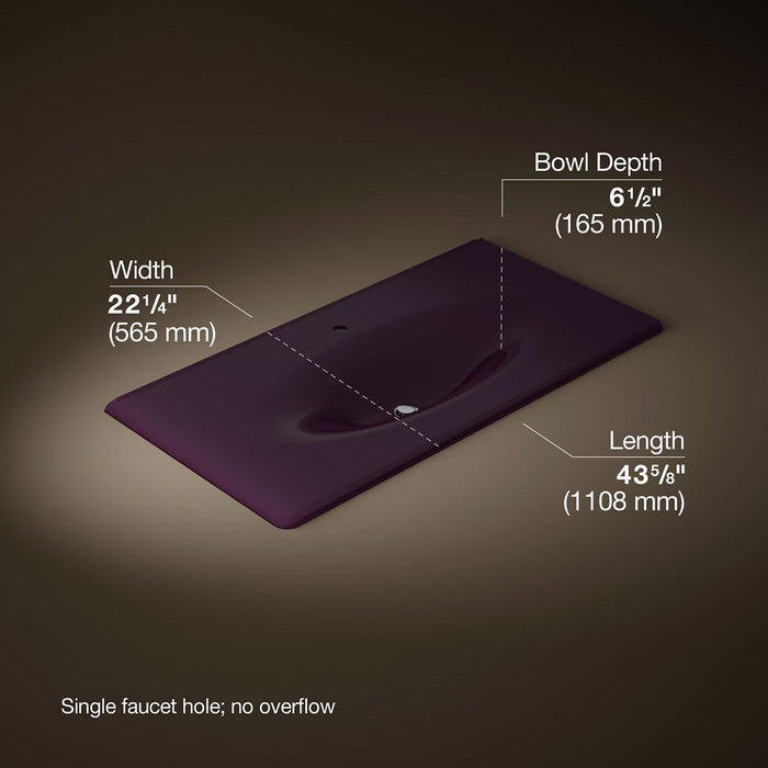 KOHLER K-3052-1 Iron/Impressions 43" Enameled cast iron vanity top with integrated oval sink, black plum - view 4