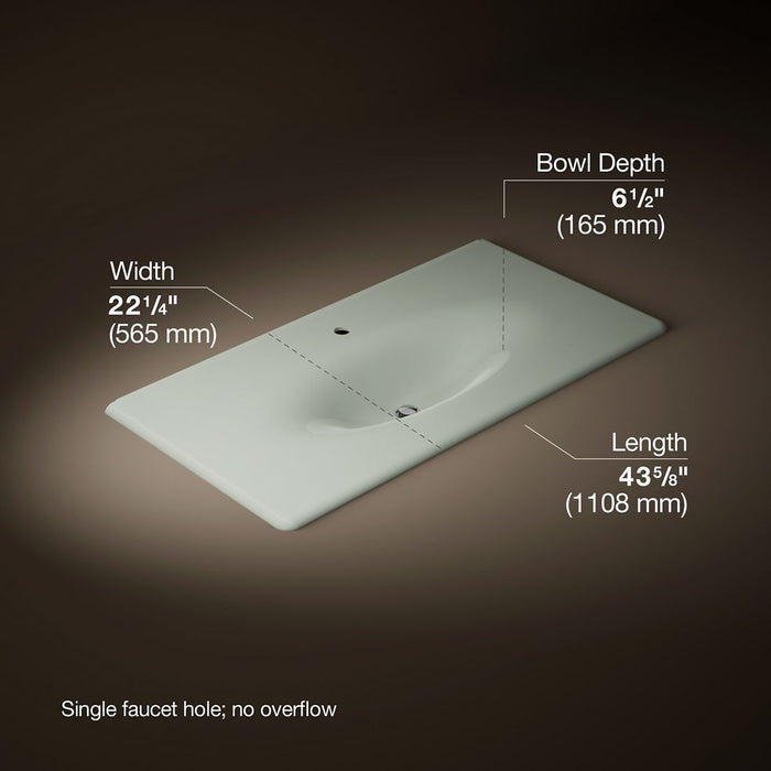 KOHLER K-3052-1 Iron/Impressions 43" Enameled cast iron vanity top with integrated oval sink